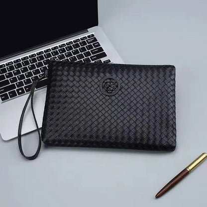 Pochette Prestige™ – Cuir Tressé Noir