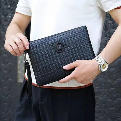 Pochette Prestige™ – Cuir Tressé Noir